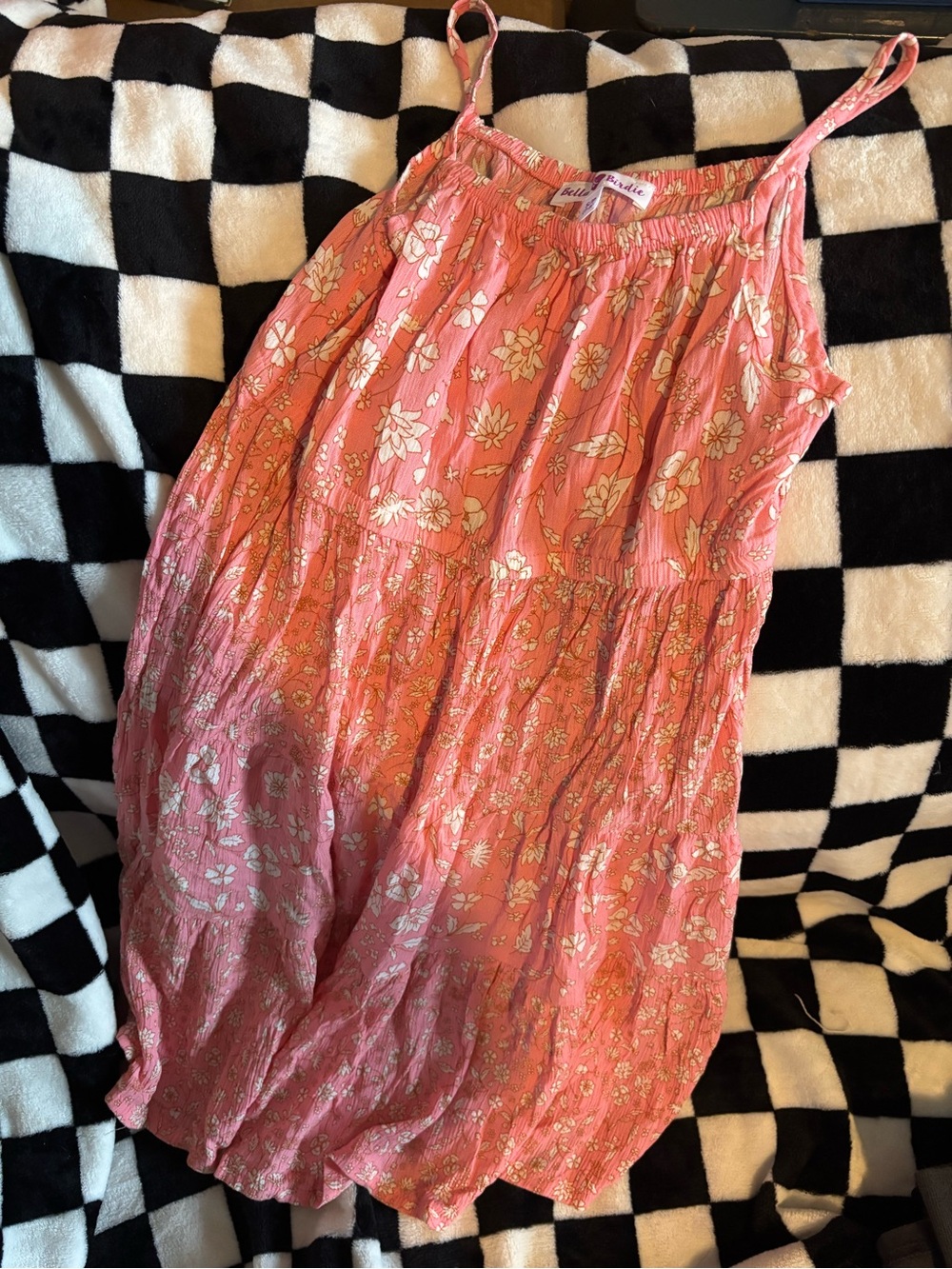 Girls size 7/8 pink floral maxi dress